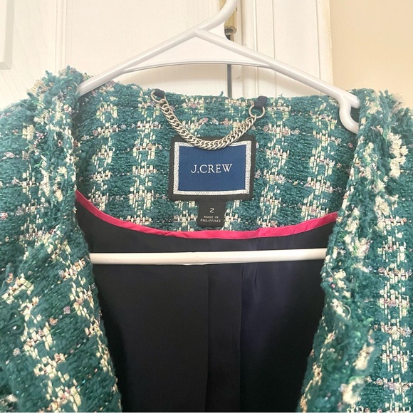 NWOT J. Crew Lady Jacket Blazer in Emerald Tweed Chanel Style - Picture 8 of 14